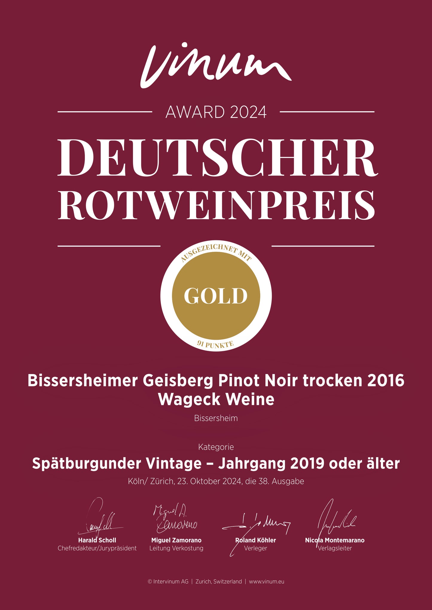 Pinot Noir AM UNTEREN GEISBERG